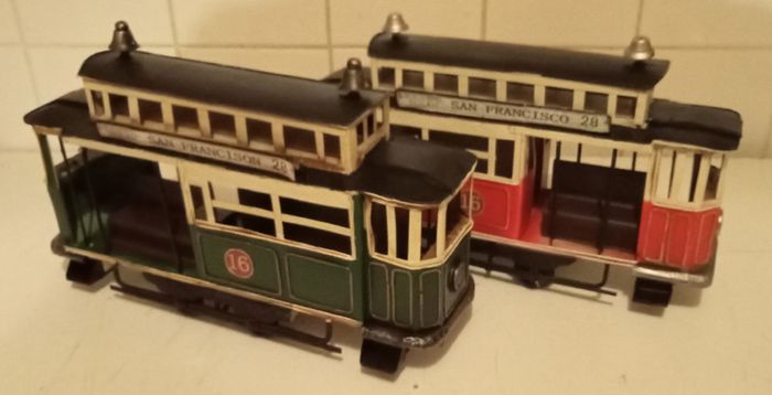 San Francisco Trams Tin Plate Model (RED or Green) Metal Display