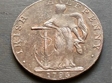 Rare Irish 1795 Conder Mule half penny token
