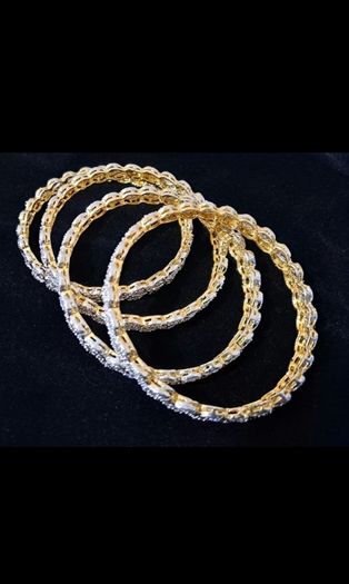 Double tone 4 bangles - Zircon - New