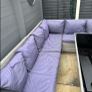 L shaped rattan sofa and glass top table Image 4