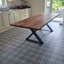 Solid wood dining table - 250cm x 90cm - steel X-frame legs Image 4