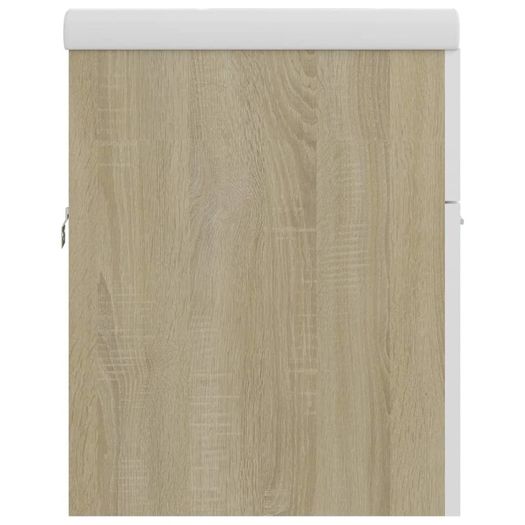 Sink Cabinet with Built-in Basin White and Sonoma Oak Chipboard