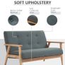 2 Seater Sofa with Armrests and Wood Legs Image 3