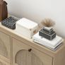 Shoe Cabinet 4 Folding Doors 20 Pairs Adjustable Shelf Bohemian Style Solid Wood Legs 105 x 24 x 97.5 cm Natural Image 4