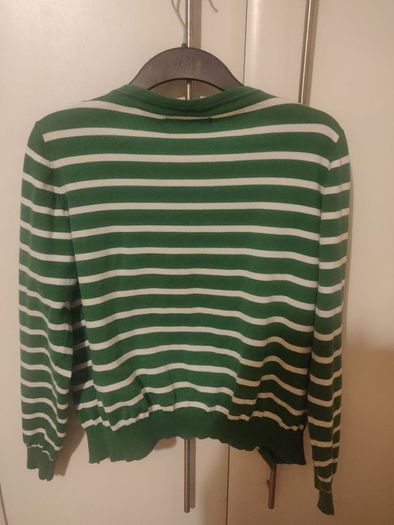 Atmosphere Green Cardigan with White Stripes