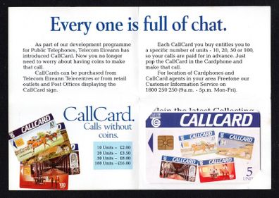 1992 Ireland 5 Unit Montage early definitive Callcards (Gemplus GEM1) Call Card with paperwork. Telecom Eireann card number 1040