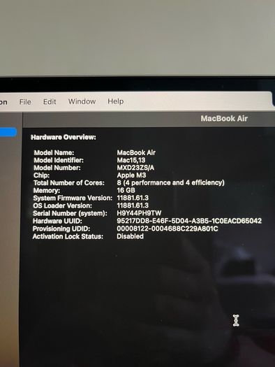 MacBook Air 15" M3 (2024) 16GB RAM 512GB SSD Like New, Warranty