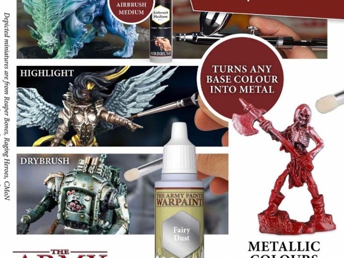 Metallic Colours Paint Set | 10 Acrylic Paints for Collectors in Wargames Miniature Model Painting