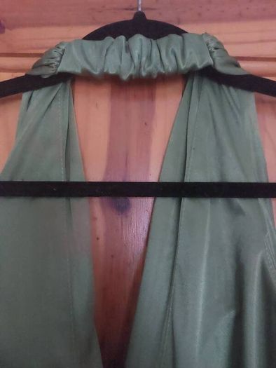 Linda Bernell lime green halterneck dress (free post)