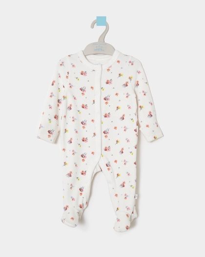 Leigh Tucker floral fleece sleep suit newborn baby girl