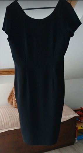 NEXT black below knee dress with covered black buttons down the back