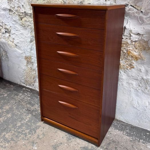 Vintage Mid-century Modern Austinsuite Teak Tallboy Chest Of Drawers