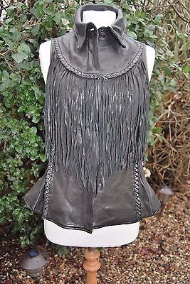 All Saints real leather fringe gilet