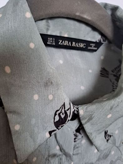 Zara Bird Pale green Shirt S M