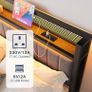 4ft6 Upholstered Bed Frame Double Bed with Charging Station/USB Ports and LED Lights Image 4