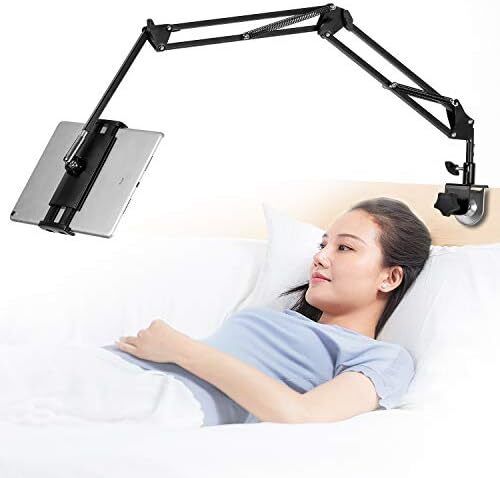 Tablet Stand Adjustable,Foldable Tablet Stand for Bed, Aluminum Universal Flexible Tablet Holder with 360 Degree Rotation for iPad/iPhoneX/iPad Pro/N-Switch,or Other 4.5 12.9 Inches Devices (Black)