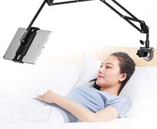 Tablet Stand Adjustable,Foldable Tablet Stand for Bed, Aluminum Universal Flexible Tablet Holder with 360 Degree Rotation for iPad/iPhoneX/iPad Pro/N-Switch,or Other 4.5 12.9 Inches Devices (Black)