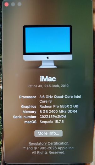 Apple iMac, Retina 4K, 21.5 inch, 2019