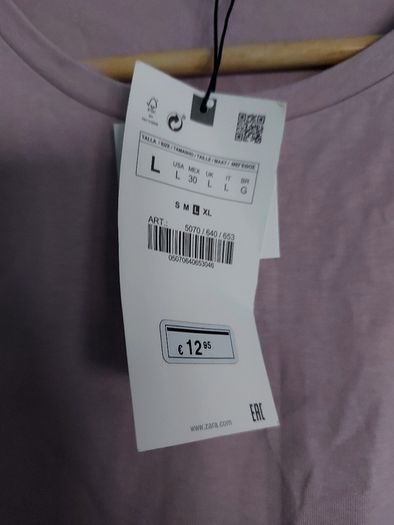 pink tshirt, Zara, L, brand new