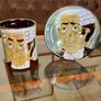 1960s Design English Chelsea Pottery Set Earthenware Glazed Footed Dish and Mug Barrister Judge Collectible Image 3