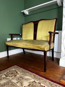 Vintage Wooden 2 Seater Settee / Hall Bench