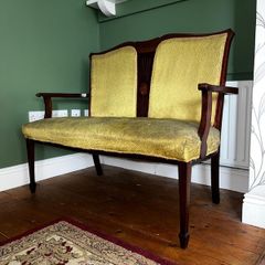 Vintage Wooden 2 Seater Settee / Hall Bench
