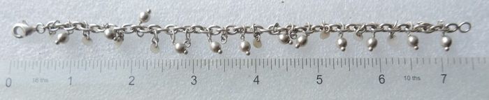 Vintage 925 Sterling Silver Charm Bracelet with Beads and Discs