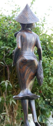 Vintage Sculpture -  Woman Wooden Carving -  Fine Art - Hand Carved Hard Woman Wood Sculpture - height 24,5"