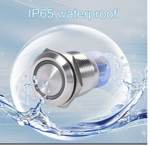 19mm 12v Stainless Steel Silver Shell Self Locking LED Waterproof Switch 5pieces