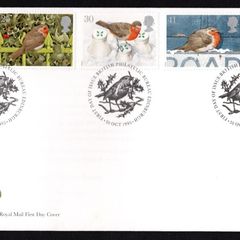 1995 Great Britain Christmas (Christmas Robins) Commemorative Stamps Royal Mail Addressed First Day Cover (FDC)