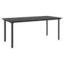 Garden Dining Table Black 190x90x74 cm Steel and Glass Image 5