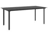 Garden Dining Table Black 190x90x74 cm Steel and Glass