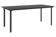 Garden Dining Table Black 190x90x74 cm Steel and Glass