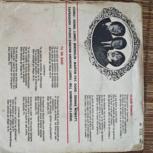 Emmet Spiceland, Olaim Punch PS 7" EP, Irish Folk Trad, Gael Linn