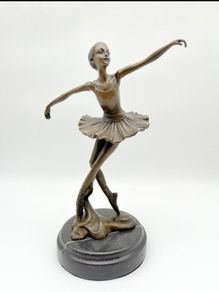 Ballerina - Patinated Bronze, Marble (Signed)