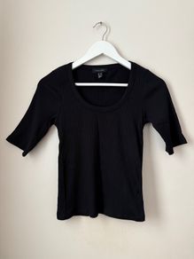 NEW LOOK Black Ribbed Top Size 10!