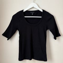 NEW LOOK Black Ribbed Top Size 10!