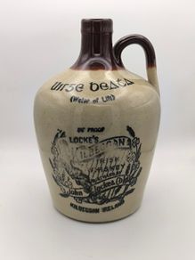 Vintage 1950s Locke's Kilbeggan Irish Whiskey Stoneware Flagon