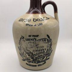 Vintage 1950s Locke's Kilbeggan Irish Whiskey Stoneware Flagon
