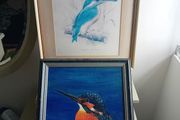 A pair of vintage kingfisher paintings