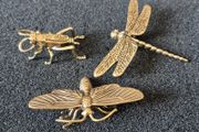 3 brass Insects, Solid brass.