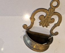 Antique Brass Wall Hanging Holy Water Font / Stoup