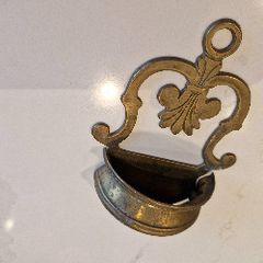 Antique Brass Wall Hanging Holy Water Font / Stoup