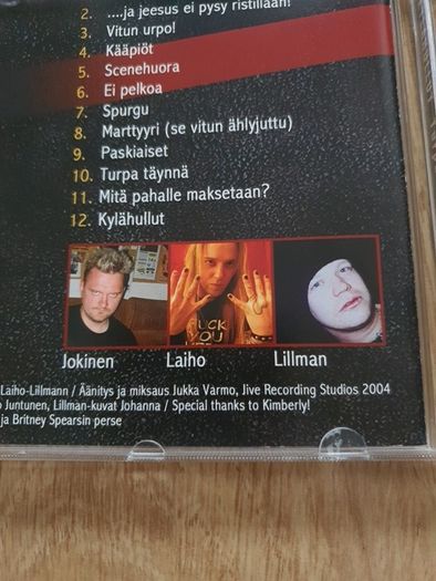 cd Alexi laiho punk band kyllahulkut turpa taynna
