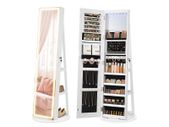 Full Length Mirror Jewellery Cabinet with LED Lights  Lockable Storage Organiser