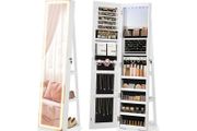 Full Length Mirror Jewellery Cabinet with LED Lights  Lockable Storage Organiser