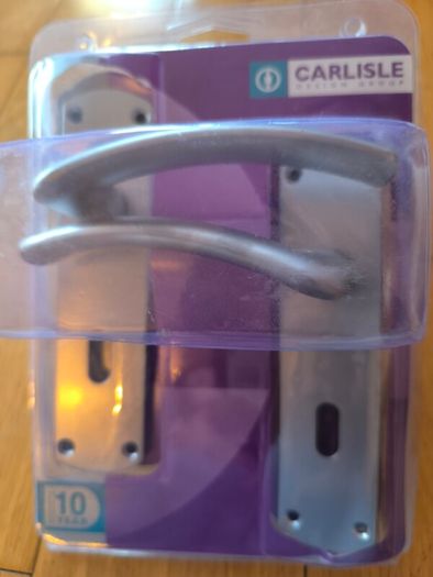 Serozzetta Tres Lever On Backplate Door Handle Lock 57mm C/C Satin Chrome Colour Sold In Pairs