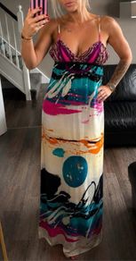 Custo Barcelona Luxury Designer Size 8-10 Silk Maxi Dress