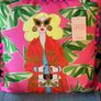 Cushions patterned pink & orange with pom-pom fringe SAVIDA Image 2
