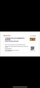 Flanneries Ticket Tuesday October 6th